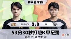 【游戏世界】K甲快讯：惠州MGL战胜溯，53分30秒打破K甲纪录