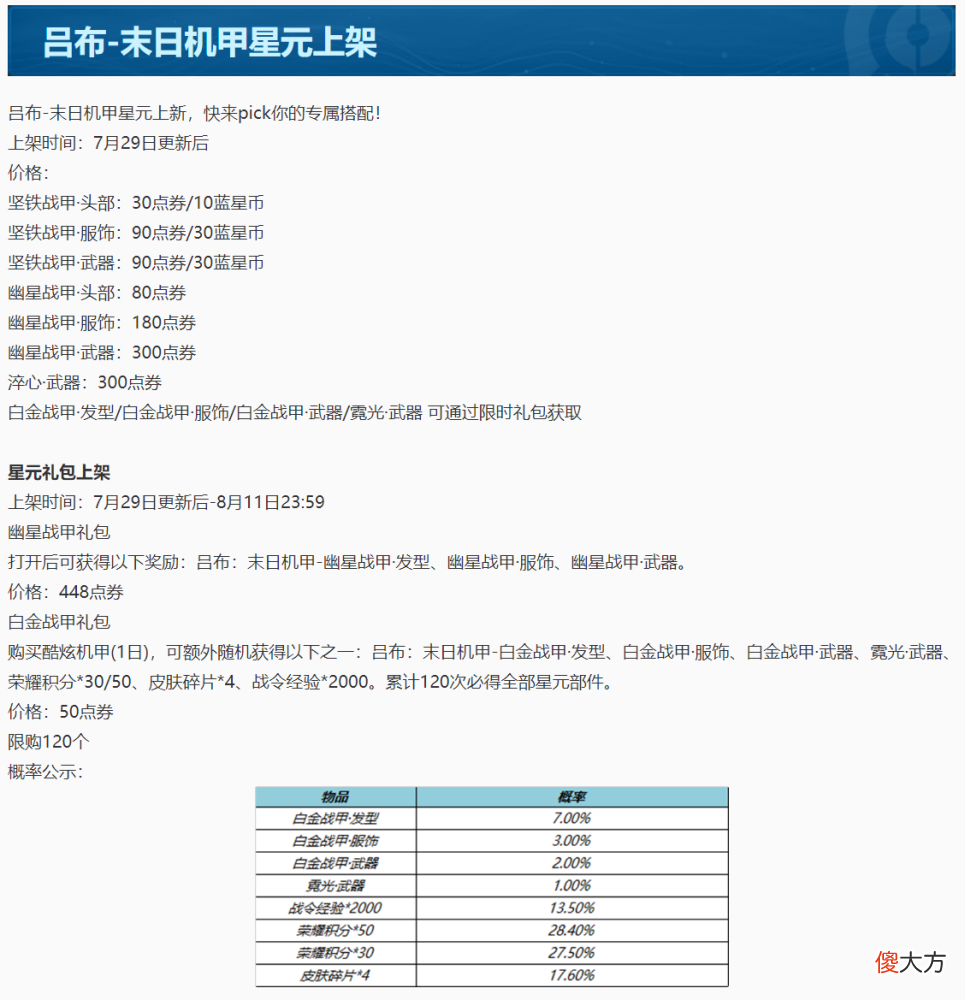 【游戏迷】7.29日正式服，集体五级铭文，六套皮肤上架，吕布独占两套星元