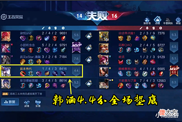 【游戏迷】韩涵再次碰瓷FMVP,自己4.4分却质疑清融摆烂,被一诺打成1-8