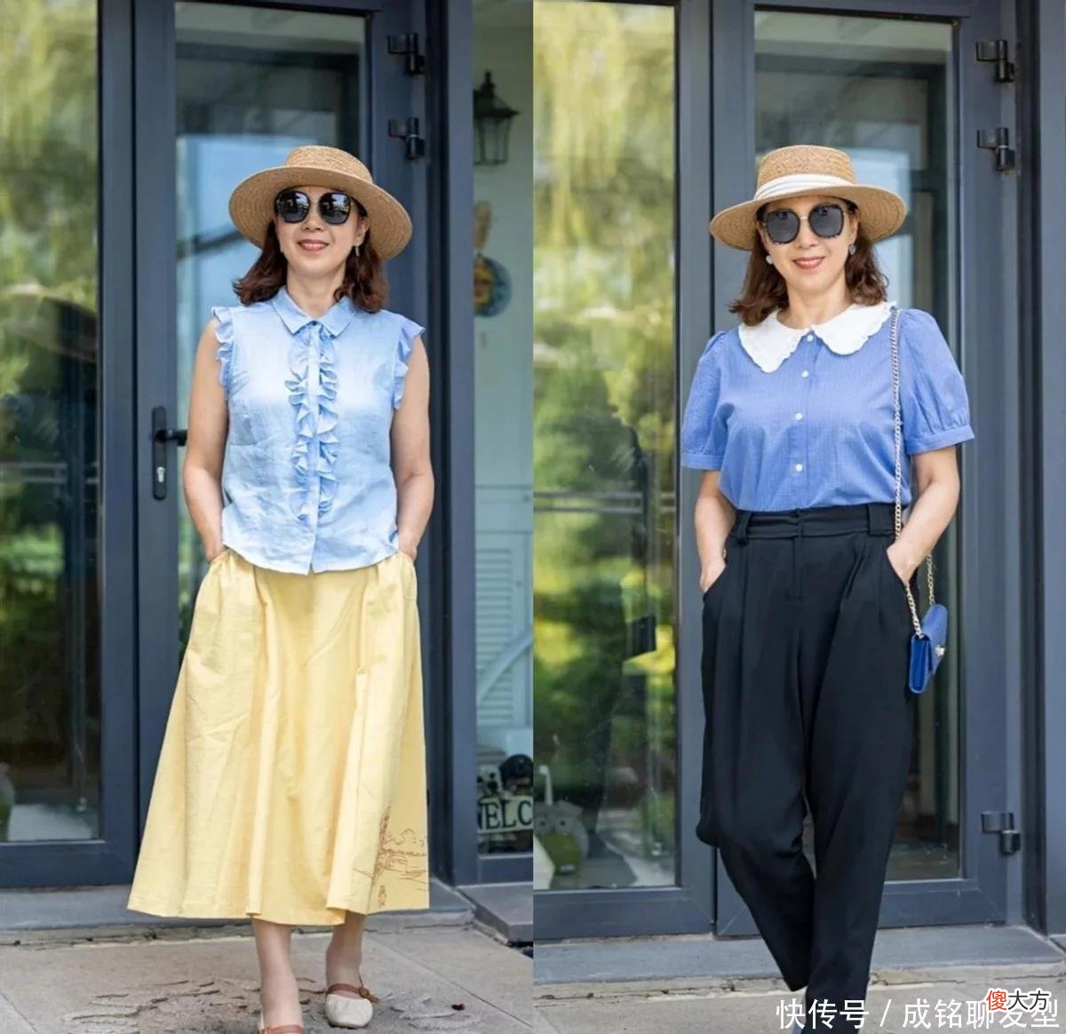 【时尚一点】四五十岁的女人别太依赖黑色!试试高级的蓝色单品,减龄又显气质