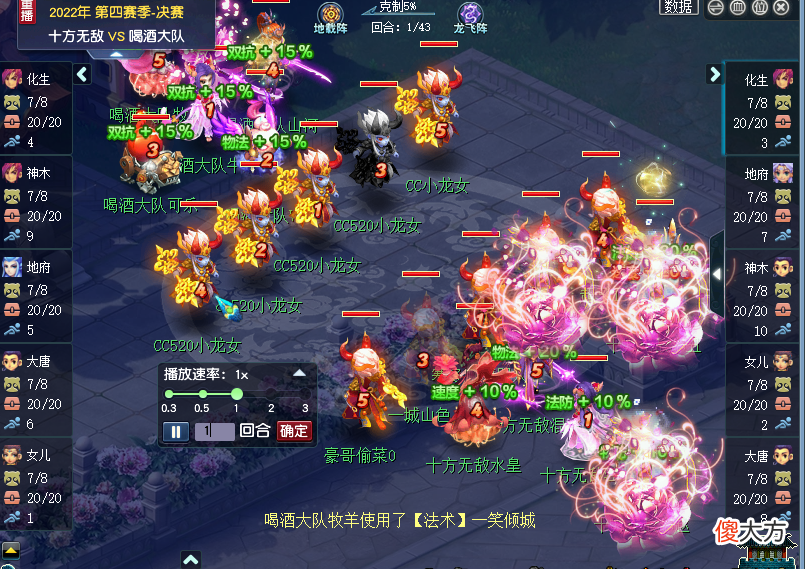 【游戏迷】梦幻西游王者之师大克喝酒队，16回合天气压制进决赛｜群雄淘汰赛