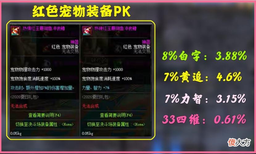 【游戏世界】DNF：【用数据说话】夏日宠物装备VS新春宠物装备，细节玩家的福利