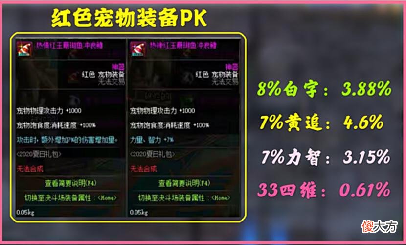 【游戏迷】DNF：用数据说话夏日宠物装备VS新春宠物装备，细节玩家的福利