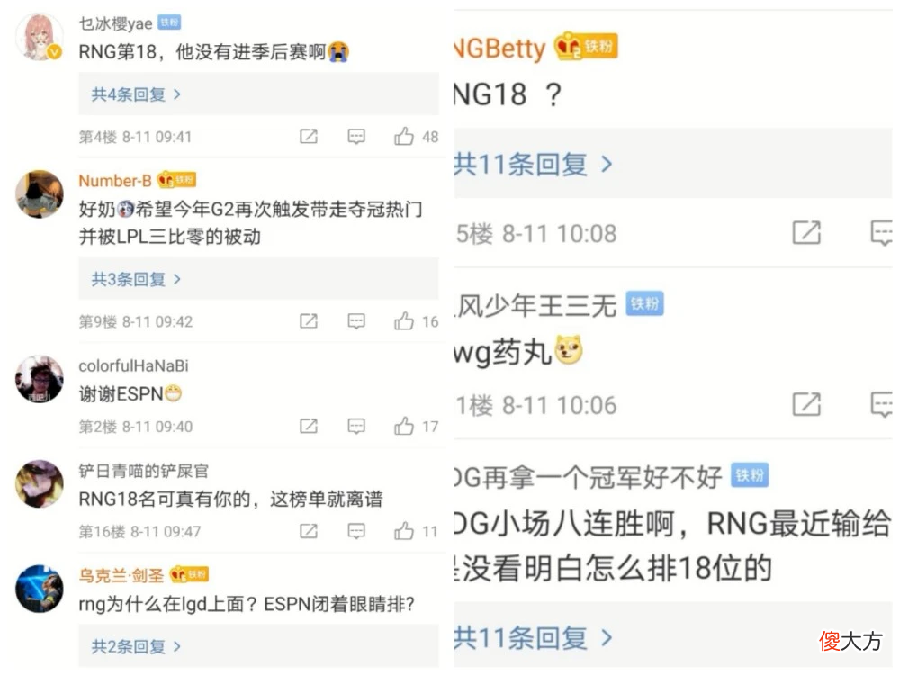 【游戏世界】ESPN最新排行DWG登顶！LCK、LPL包揽前七！RNG排名引发热议