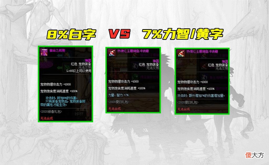 【游戏迷】DNF：红色宠物装备测试，8％白字VS7％力智＆黄字，哪个提升大？