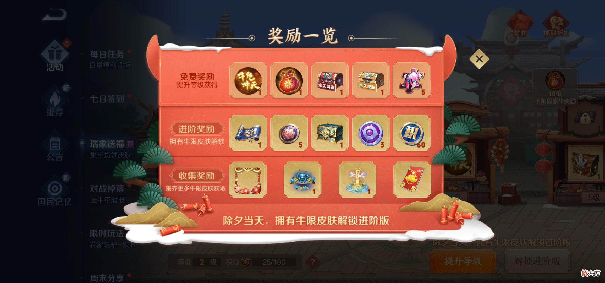【游戏世界】有福了！王者瑞象送福活动开启，全体玩家可获取永久皮肤＆英雄自选箱