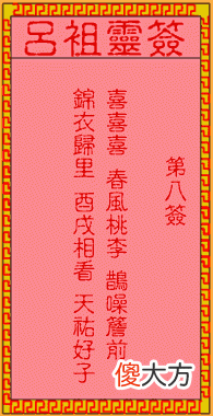 吕祖灵签8-第八签解签