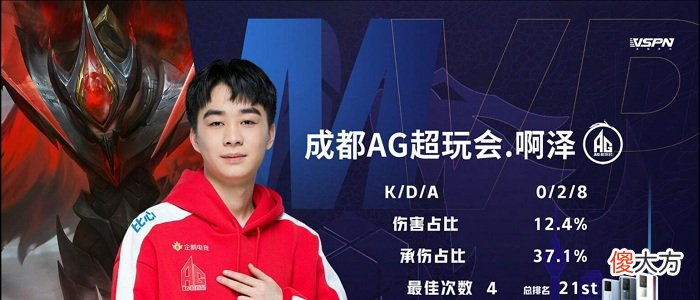 【游戏世界】一诺关羽MVP，AG超玩会3比0零封eStar，冠军相尽显