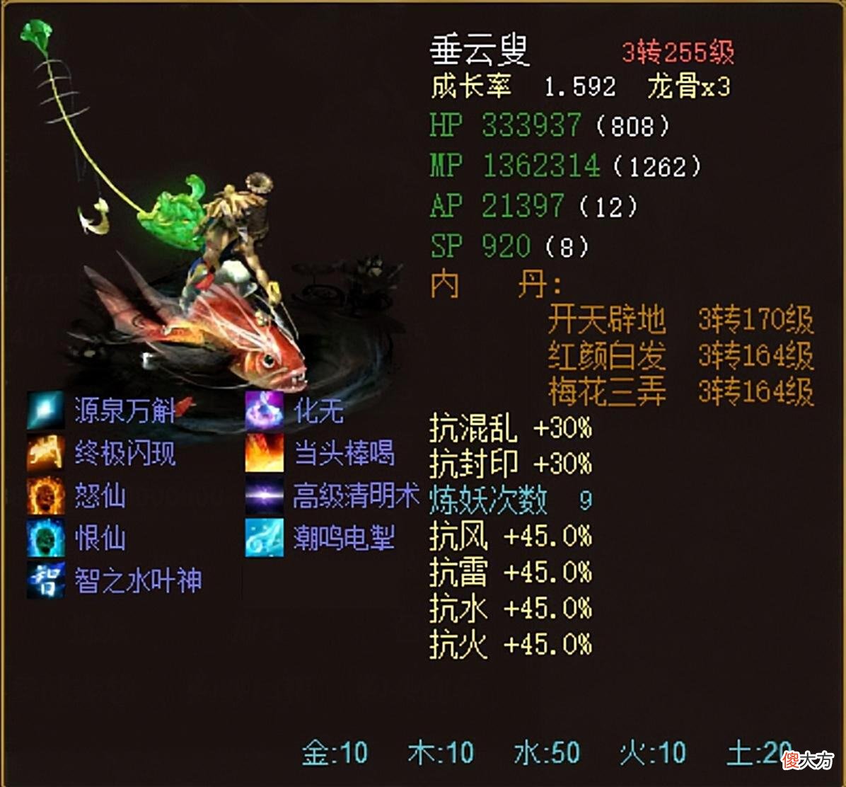 【游戏世界】大话西游2：五常神兽28万攻击的大浪最勇猛，但它才是五常最强