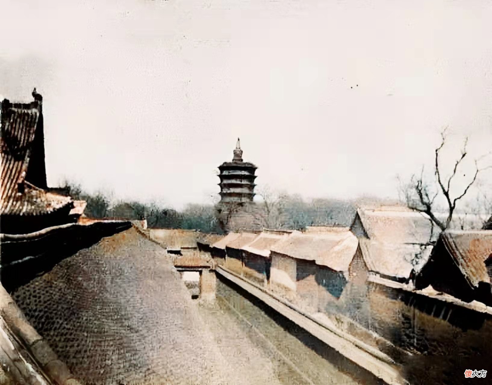 【历史故事】老照片：1908年的河南安阳，彰德府的鼓楼，天宁寺的宝塔