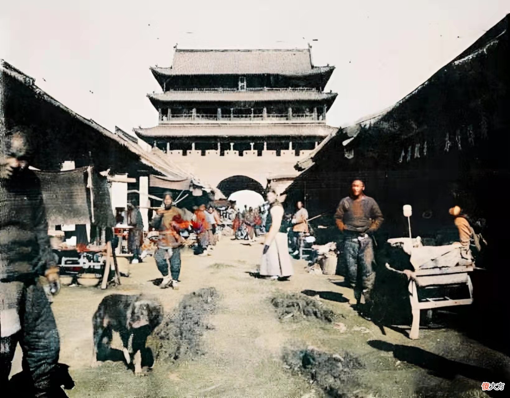 【历史故事】老照片：1908年的河南安阳，彰德府的鼓楼，天宁寺的宝塔
