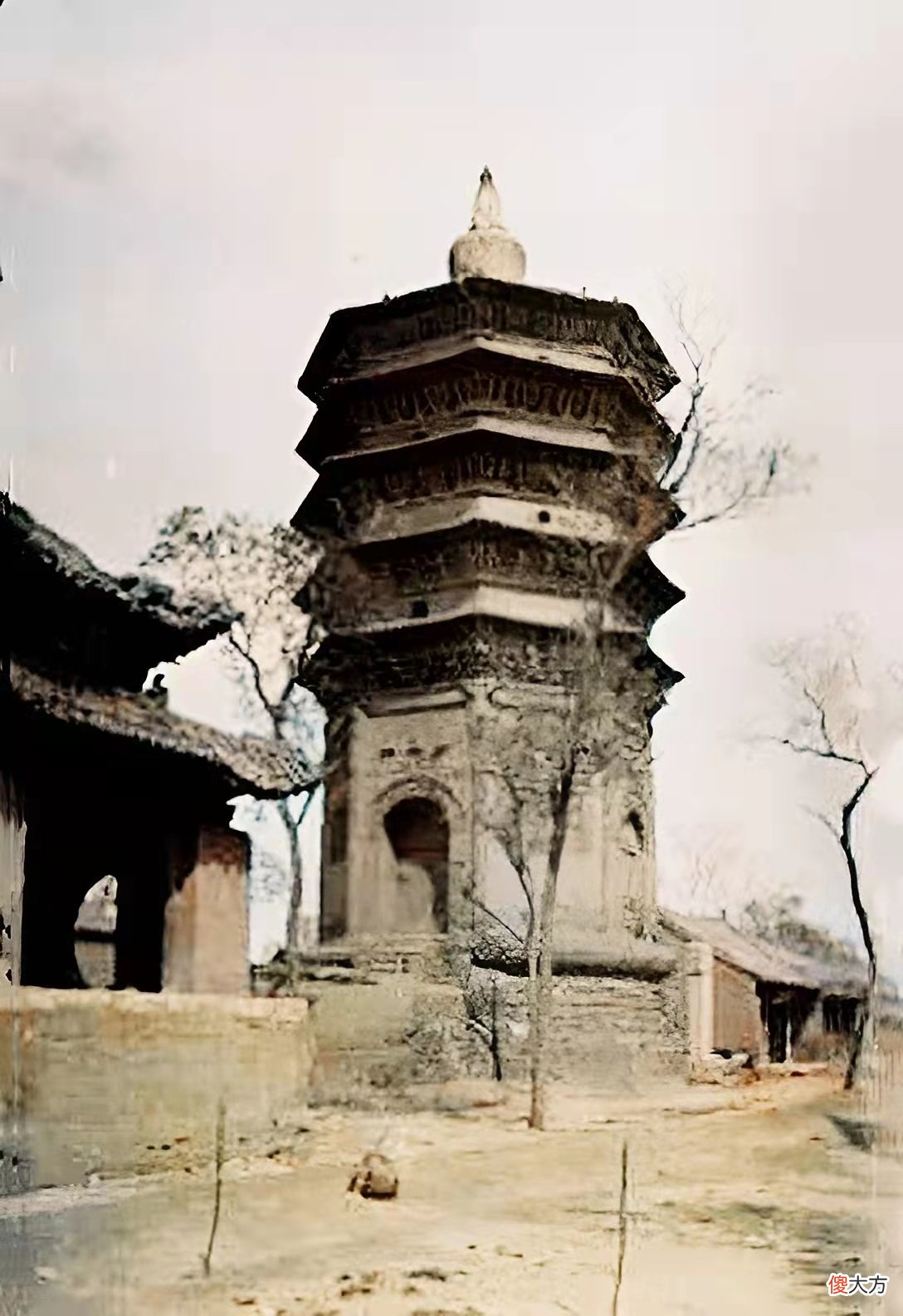 【历史故事】老照片：1908年的河南安阳，彰德府的鼓楼，天宁寺的宝塔