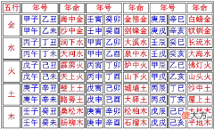 六十甲子五行分类表