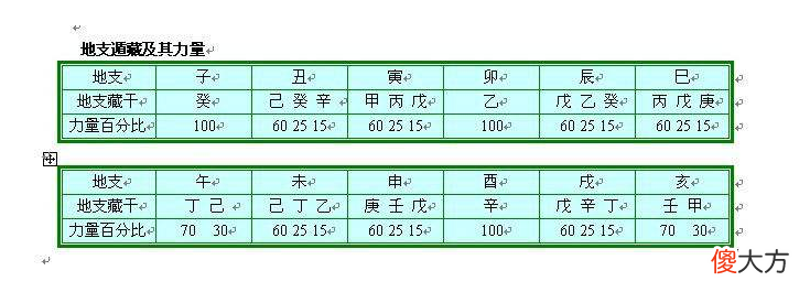 地支遁藏及其力量图