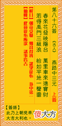 观音灵签 第八六签: 商辂中三元