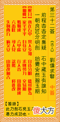 观音灵签 第三二签: 刘备求贤