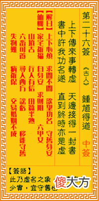 观音灵签 第二六签: 钟馗得道