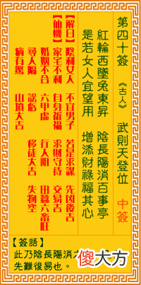 观音灵签 第四十签: 武则天登位