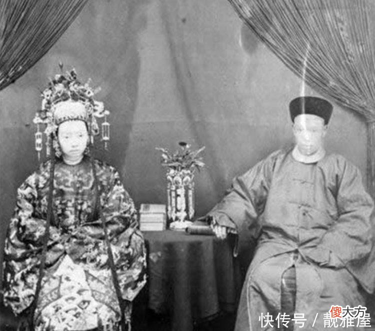 【历史故事】晚清新娘和新郎结婚照 眉清目秀的清朝新娘, 帅气可爱的童养夫!