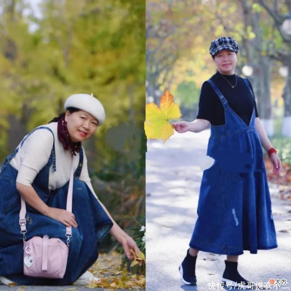 【时尚一点】这位微胖妈妈真会穿：裙过膝，善于叠穿，腰带和帽子从不落下