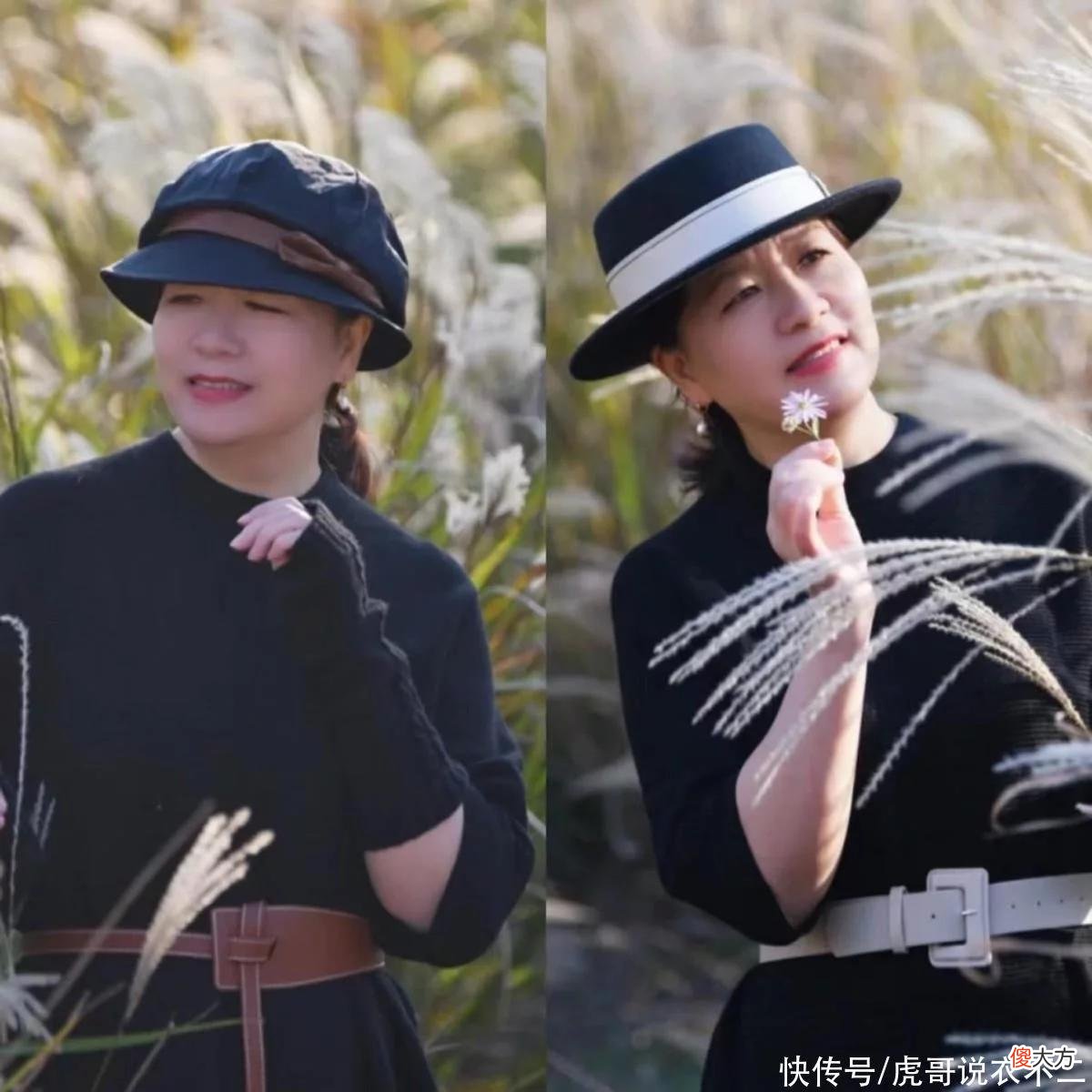 【时尚一点】这位微胖妈妈真会穿：裙过膝，善于叠穿，腰带和帽子从不落下
