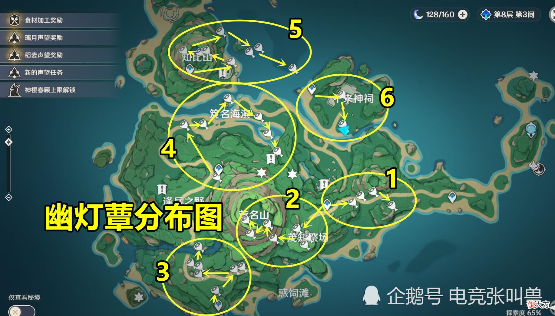 【游戏世界】原神：托马必备素材！幽灯蕈最佳采集路线，想抽托马可以提前准备
