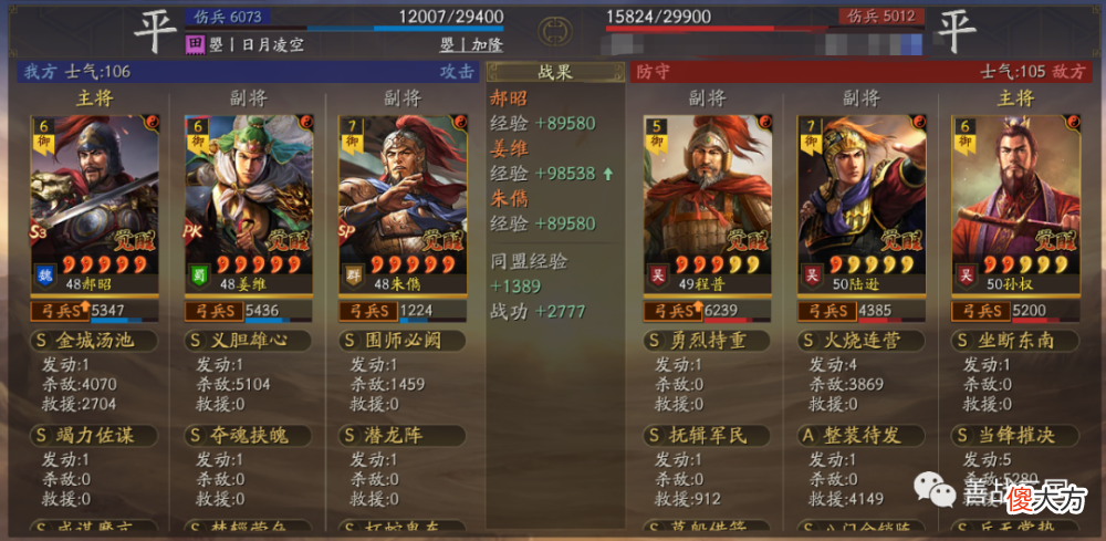【游戏世界】【阵容】郝昭潜龙阵主将，竭力带威谋场均3次，姜维＋Sp朱儁稳定输出伤害