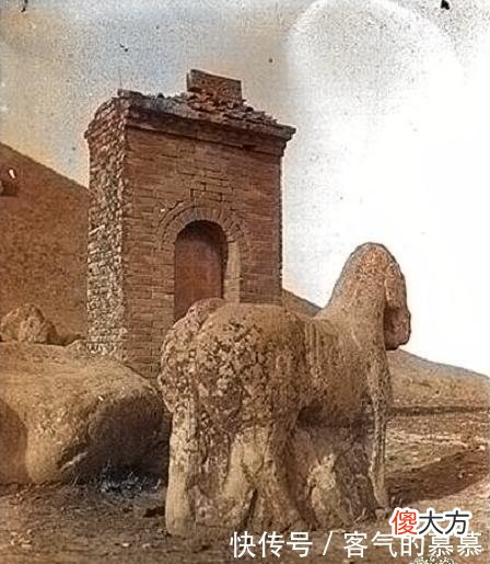 【历史故事】百年前的霍去病墓老照片：外形似祁连山，图5“马踏匈奴”很霸气